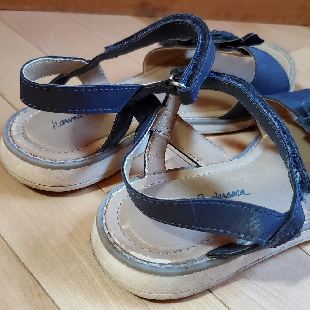 Hanna Andersson Navy Blue Glitter Sandals Youth Size‎ 2